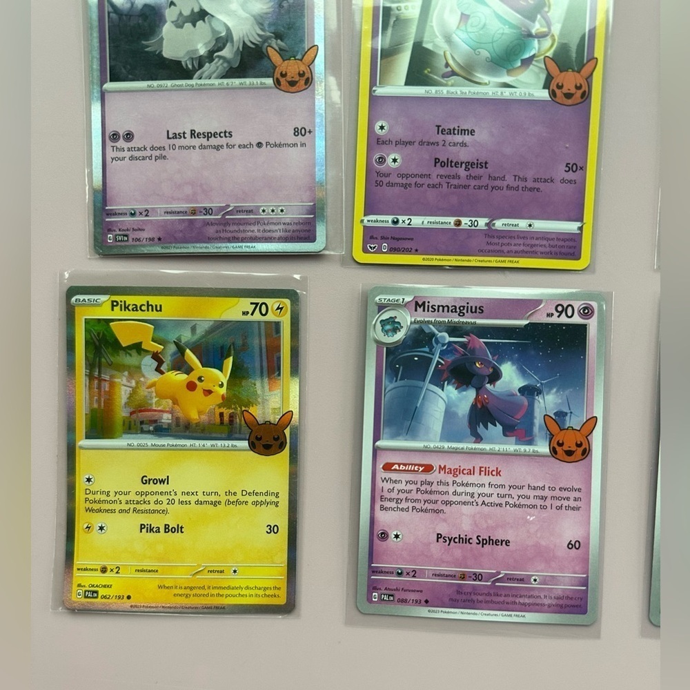 Pokémon Trick or Trade Cards - Lot of 6 - Pikachu Houndstone Murkrow Spectrier - Picture 2 of 8